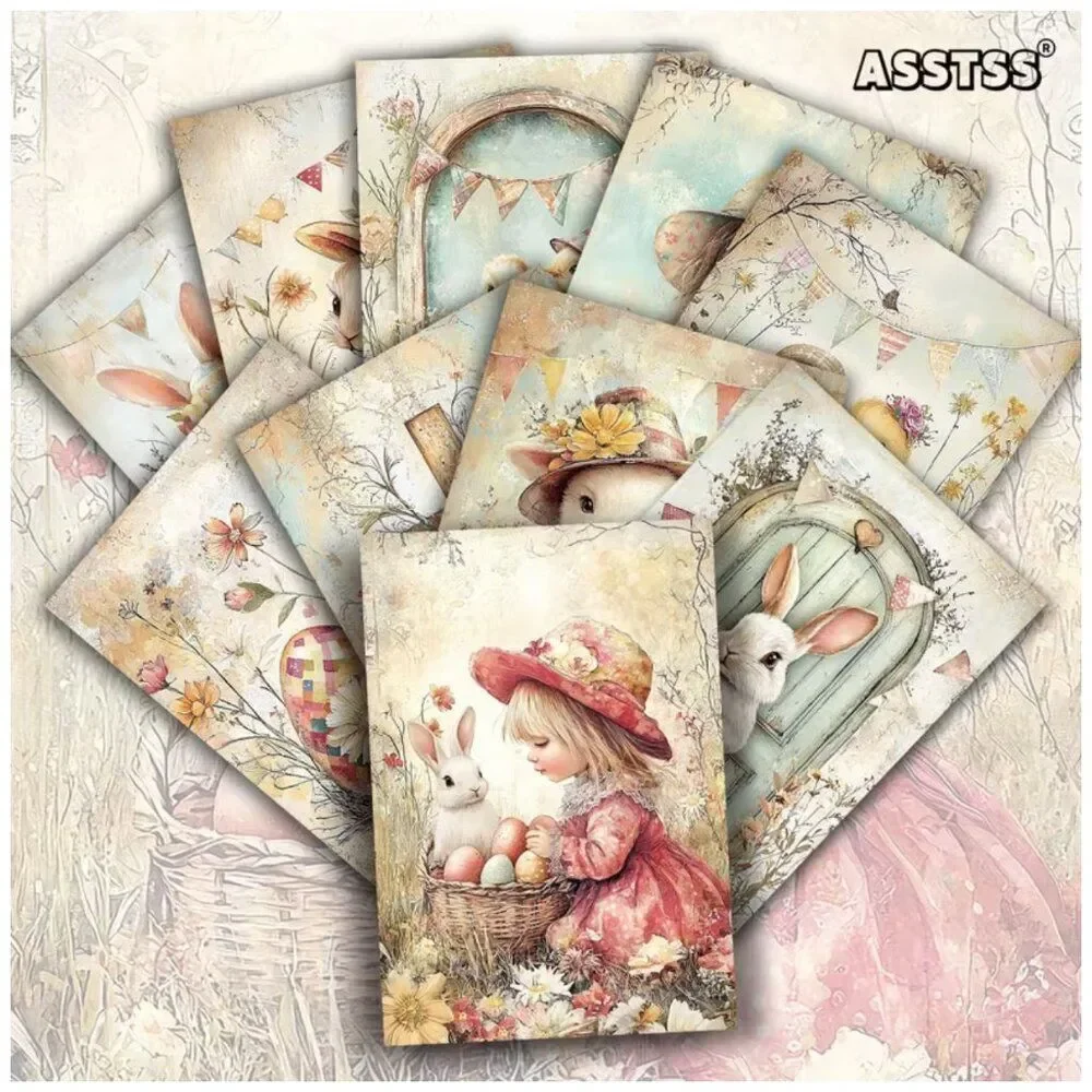 NWT 20pc Vintage Easter Bunny Postcard Set Wall Collage Kit Room Decor DIY Craft